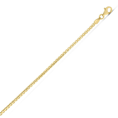 Sterling Silver Yellow Gold Plated Round Box Chain (2.10 mm)