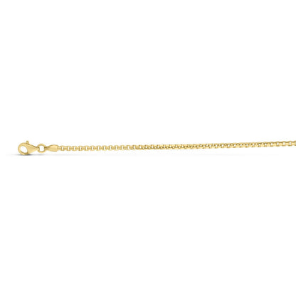 Sterling Silver Yellow Gold Plated Round Box Chain (2.10 mm)