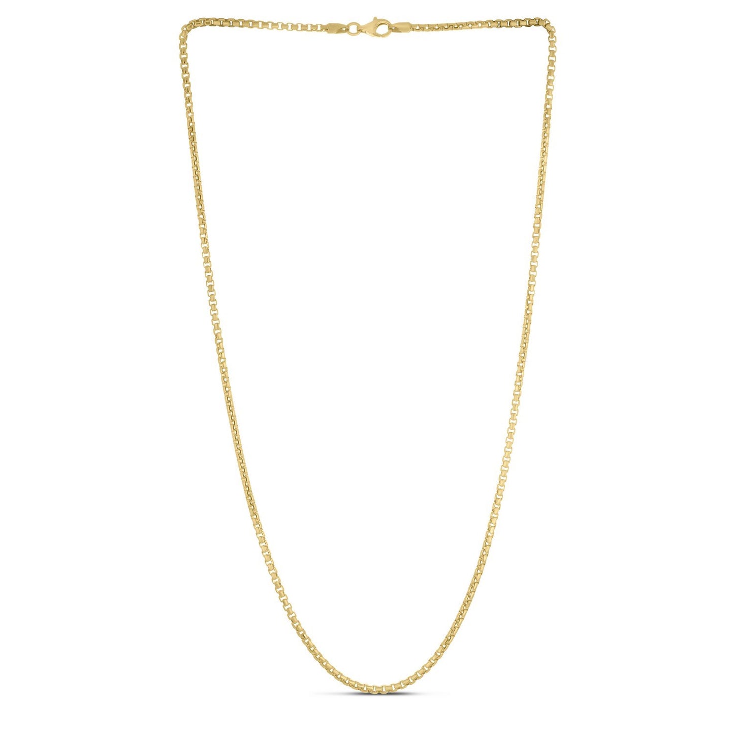 Sterling Silver Yellow Gold Plated Round Box Chain (2.10 mm)