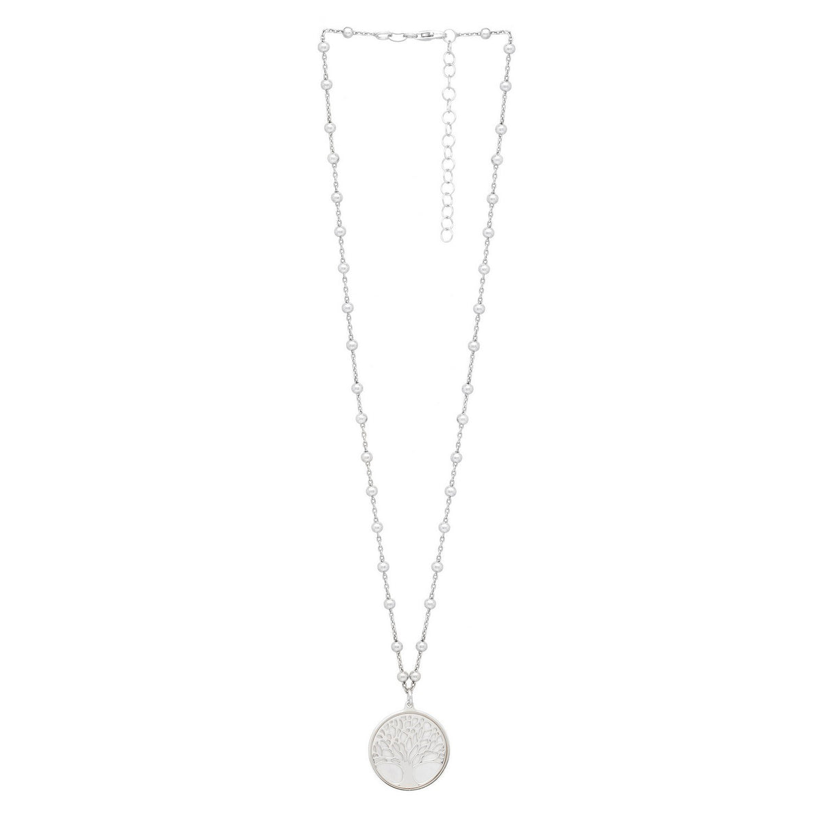 Sterling Silver Rhodium Plated Tree of Life Pendant Necklace