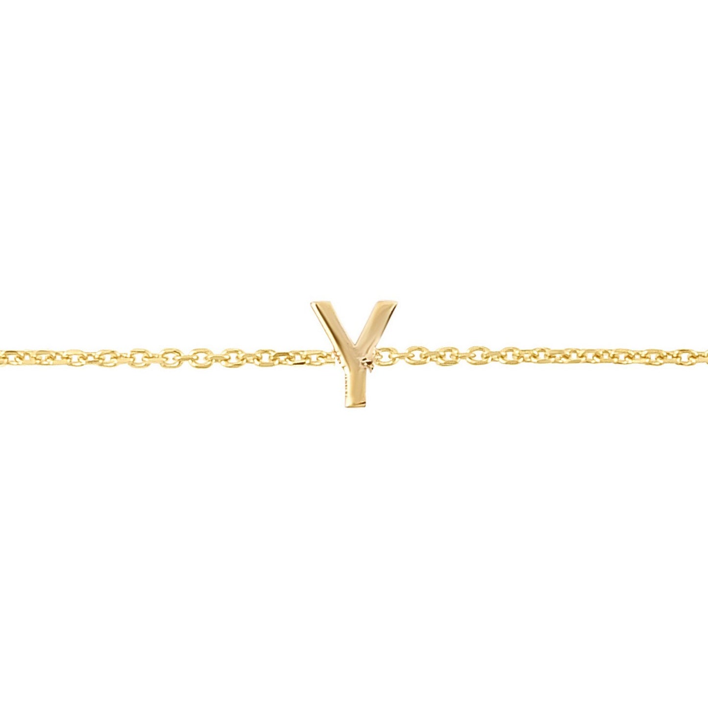 14K Yellow Gold Mini Initial Y Bracelet