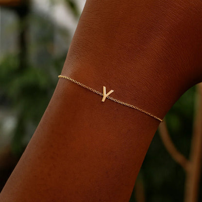 14K Yellow Gold Mini Initial Y Bracelet