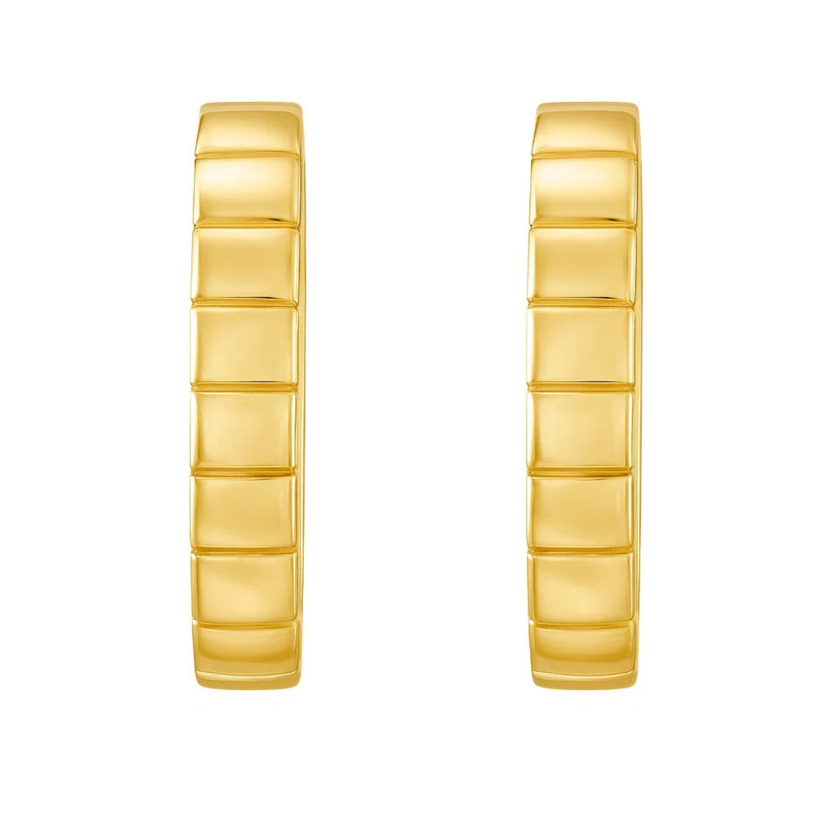 14K Yellow Gold Fancy Oval Hoop Earrings