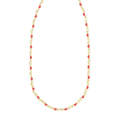 Sterling Silver Gold Plated Red Enamel Hearts Necklace