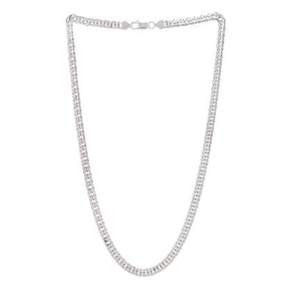 Sterling Silver Rhodium Plated Flat Miami Cuban Chain (6.70 mm)