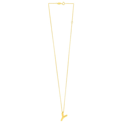 14K Yellow Gold Helium Initial Y Pendant