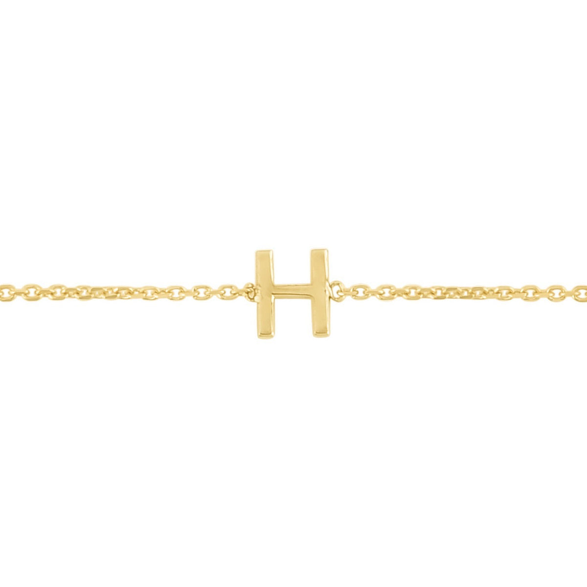 14K Yellow Gold Mini Initial H Bracelet