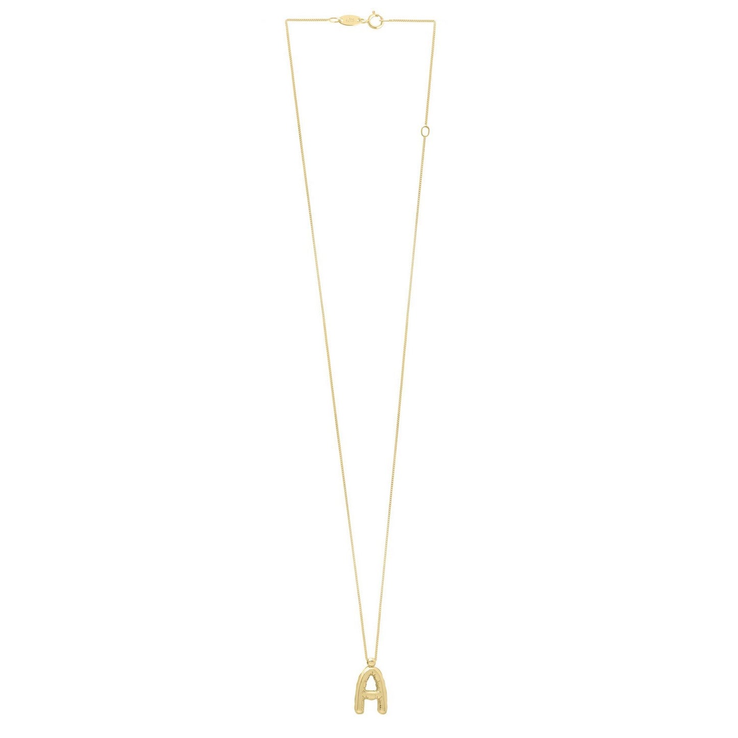 14K Yellow Gold Helium Initial A Pendant