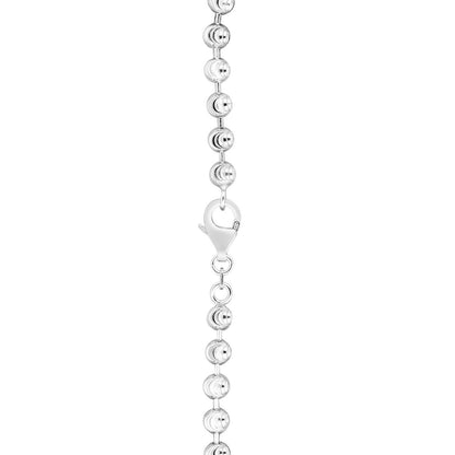 Sterling Silver Rhodium Plated Moon Cut Bead Chain (5.00 mm)