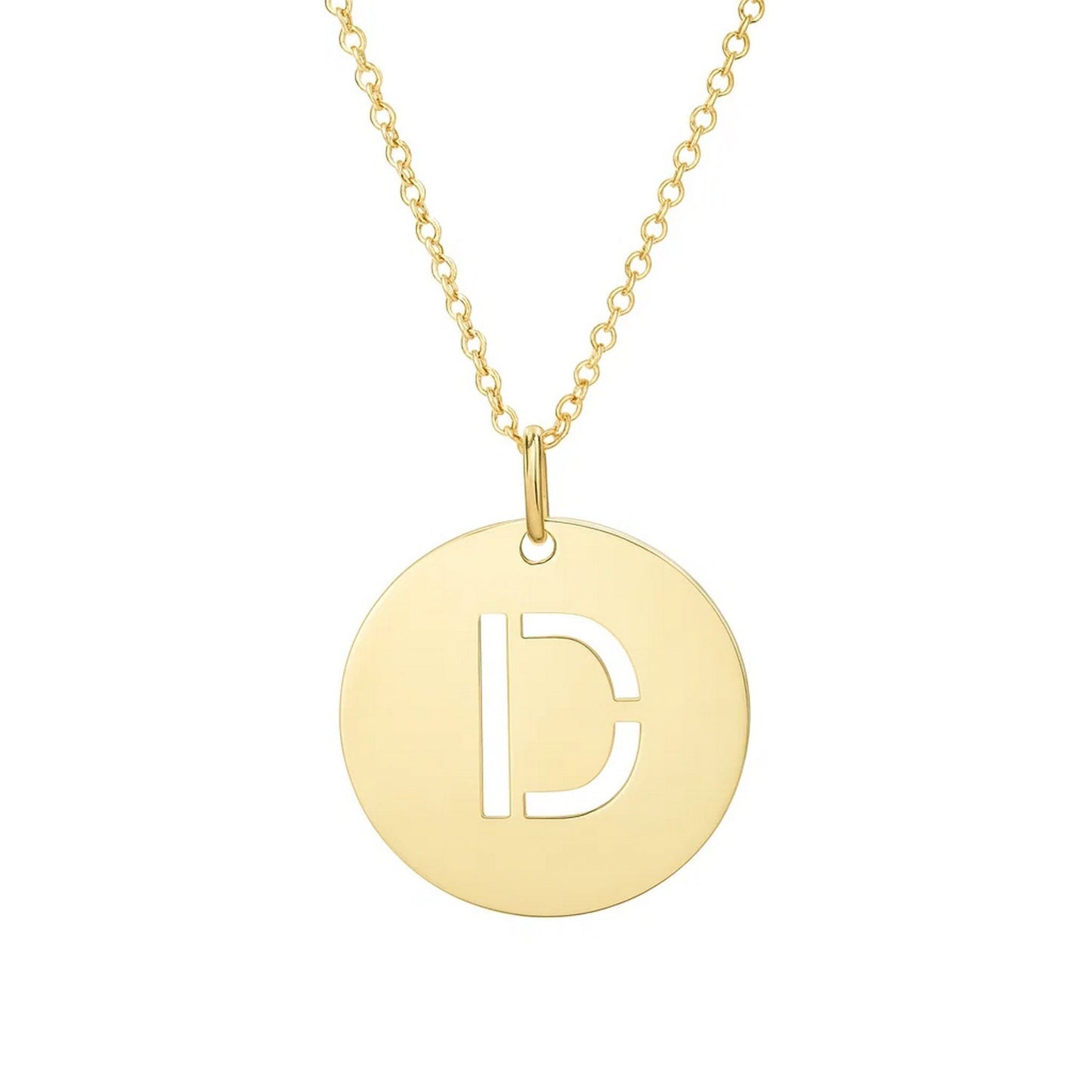 14K Yellow Gold Disc Initial D Pendant