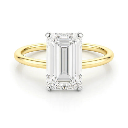 3 Carat Emerald Lab Grown IGI G/VS1 Diamond Solitaire Ring in 10K Yellow Gold