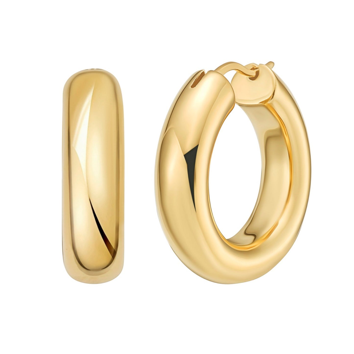 Sterling Silver Yellow Gold Plated Round Hoop Earrings