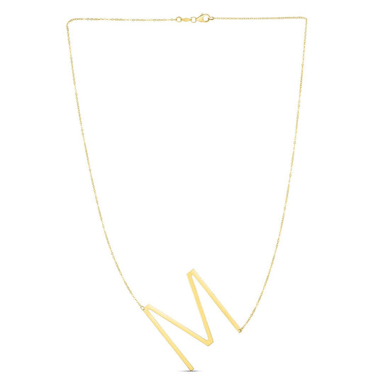 14K Yellow Gold Yours Truly Large Initial M Necklace