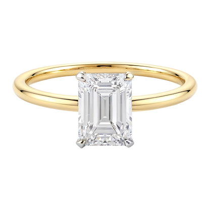 1.50Ct Emerald Lab Grown IGI G/VS1 Diamond Ring in 14K Yellow Gold