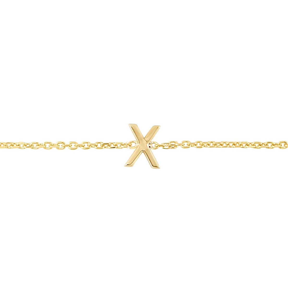 14K Yellow Gold Mini Initial X Bracelet