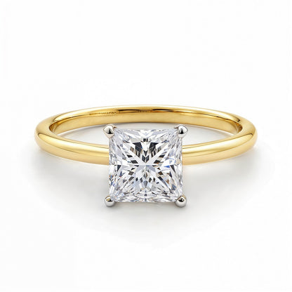 1.50Ct Princess Lab Grown IGI G/VS1 Diamond Ring in 10K Yellow Gold
