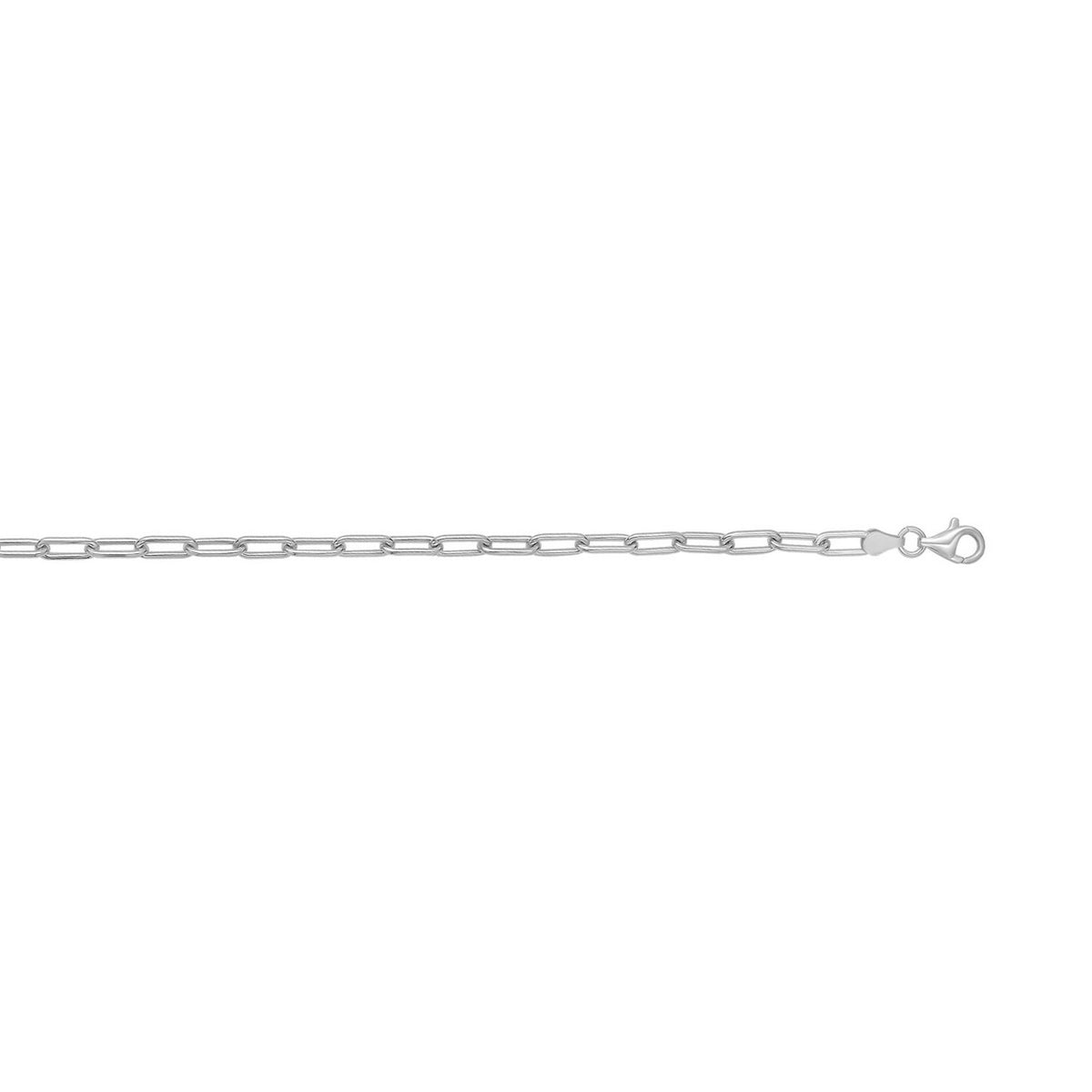 Sterling Silver Rhodium Plated Round Link Paperclip Chain (5.20 mm)