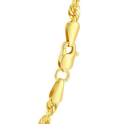 Sterling Silver Yellow Gold Plated Diamond Cut Royal Rope Chain (4.40 mm)