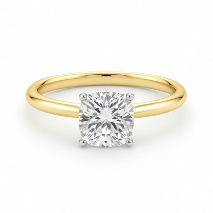 1.50Ct Cushion Lab Grown IGI G/VS1 Diamond Ring in 14K Yellow Gold