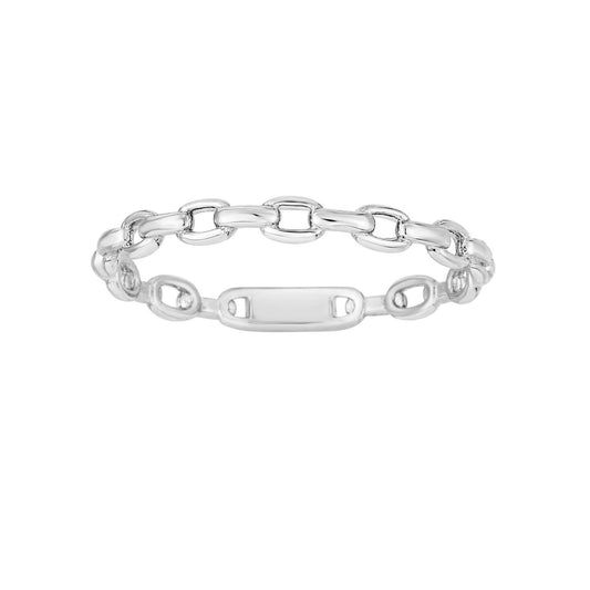 14K White Gold Oval Links Stackable Ring