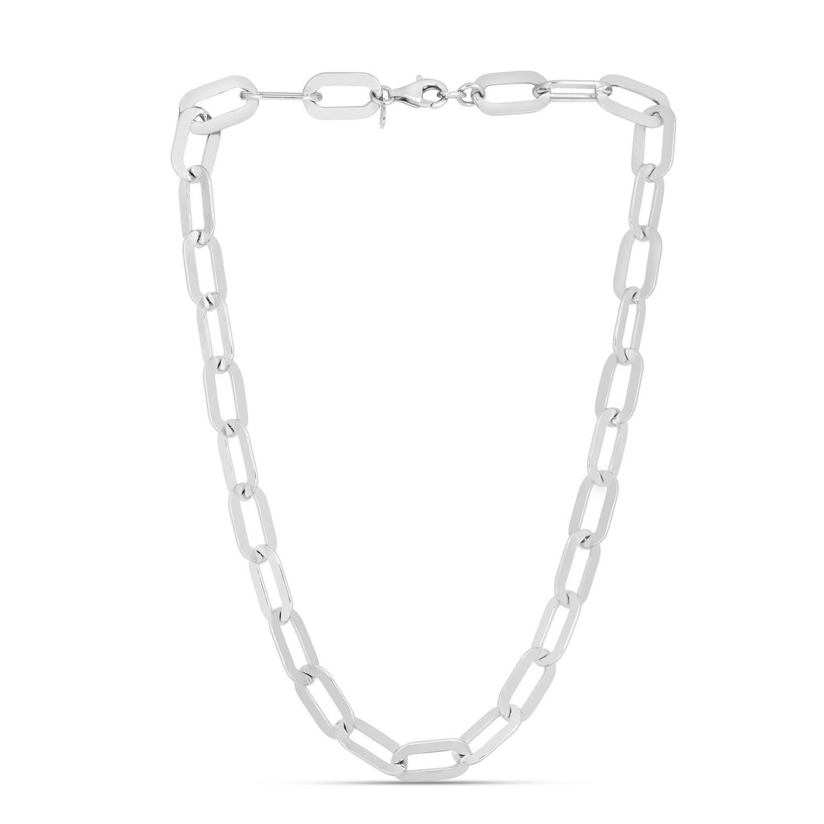 Sterling Silver Rhodium Plated Italian Link Paperclip Chain (10.30 mm)