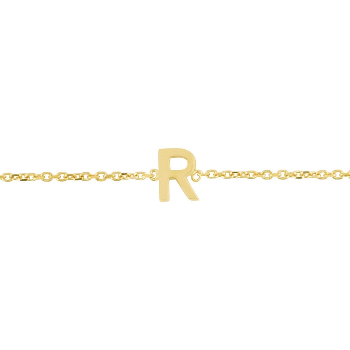 14K Yellow Gold Mini Initial R Bracelet