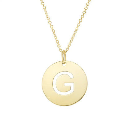 14K Yellow Gold Disc Initial G Pendant