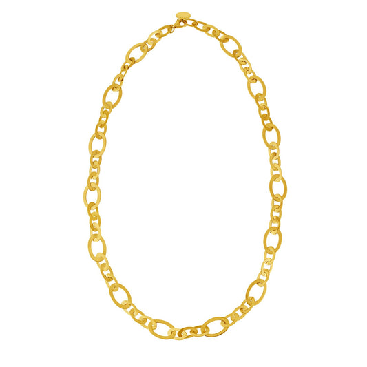 Large Flat Oval Link Necklace in 14K Yellow Gold