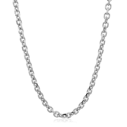 14k White Gold Diamond Cut Cable Link Chain (3.70 mm)