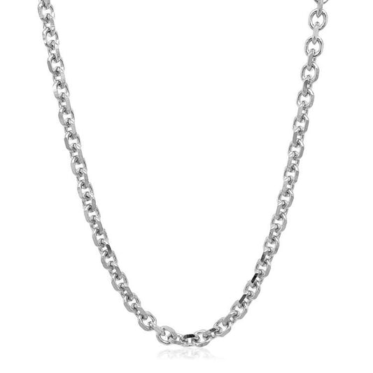 14k White Gold Diamond Cut Cable Link Chain (3.70 mm)