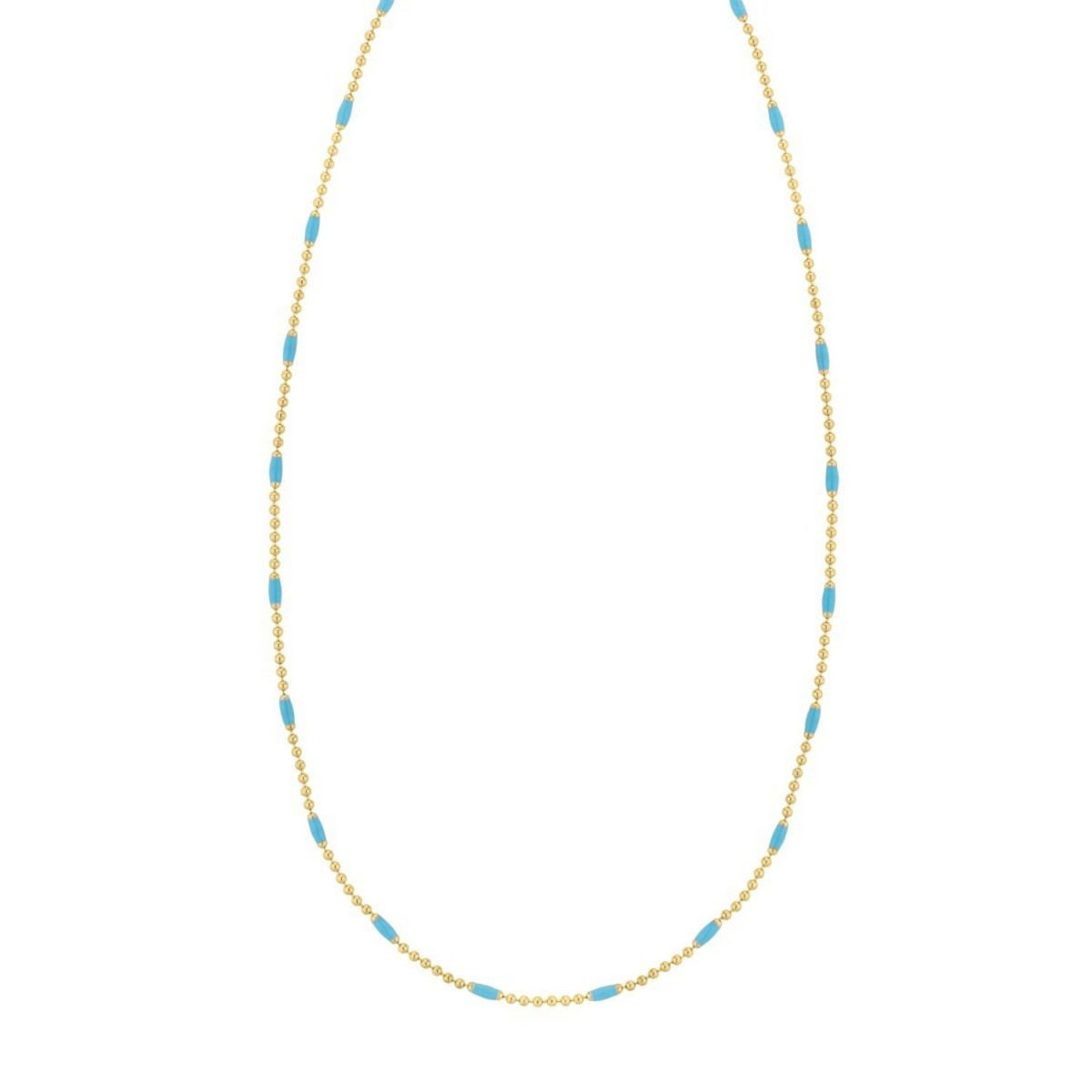 Sterling Silver Gold Plated Blue Enamel Beaded Necklace