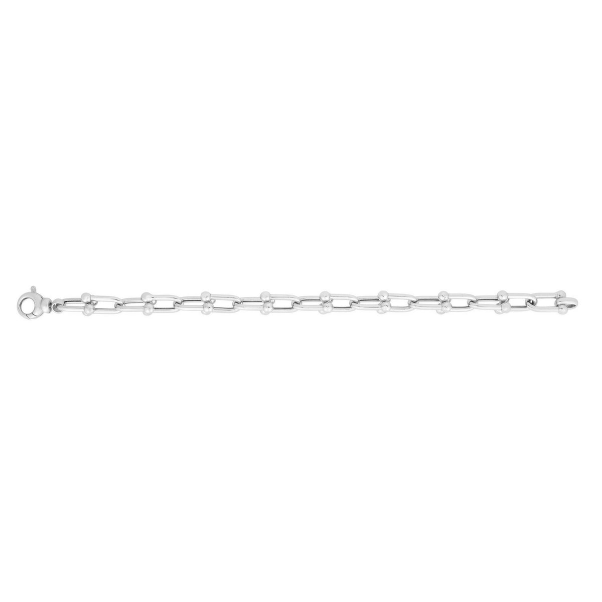 Sterling Silver Rhodium Plated Jax Link Bead Bracelet (9.20 mm)