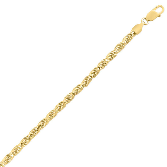 Sterling Silver Yellow Gold Plated Diamond Cut Royal Rope Chain (5.00 mm)