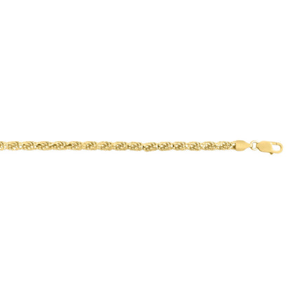 Sterling Silver Yellow Gold Plated Diamond Cut Royal Rope Chain (5.00 mm)