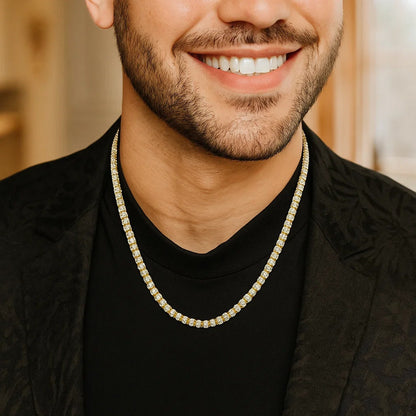 Sterling Silver with Gold Plated Ice Barrel Chain (4.00 mm)