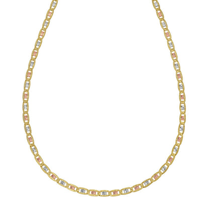 14K Tri Color Gold Pave Valentino Chain (3.50 mm)