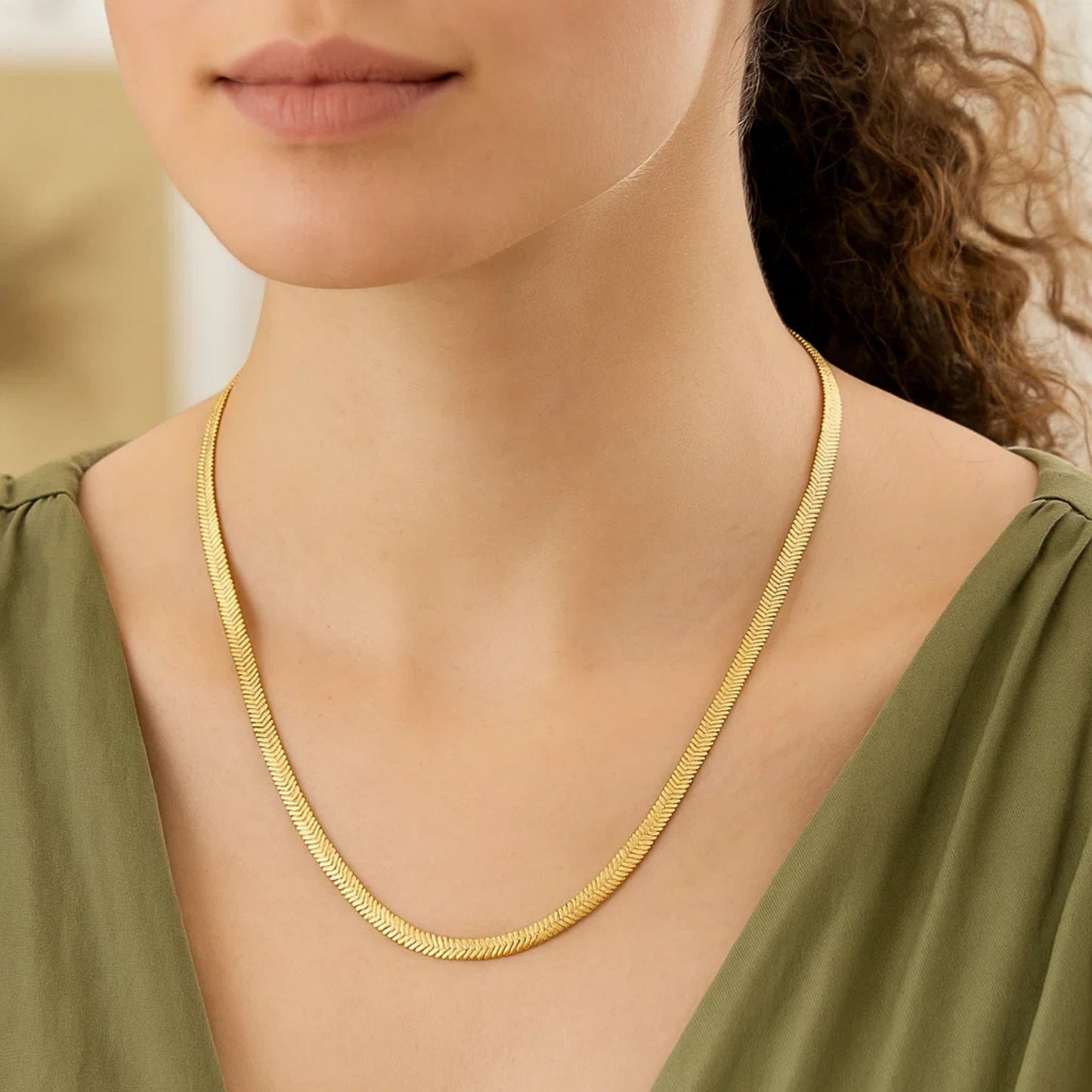 Sterling Silver Yellow Gold Plated Oval Snake Chain (4.20 mm)