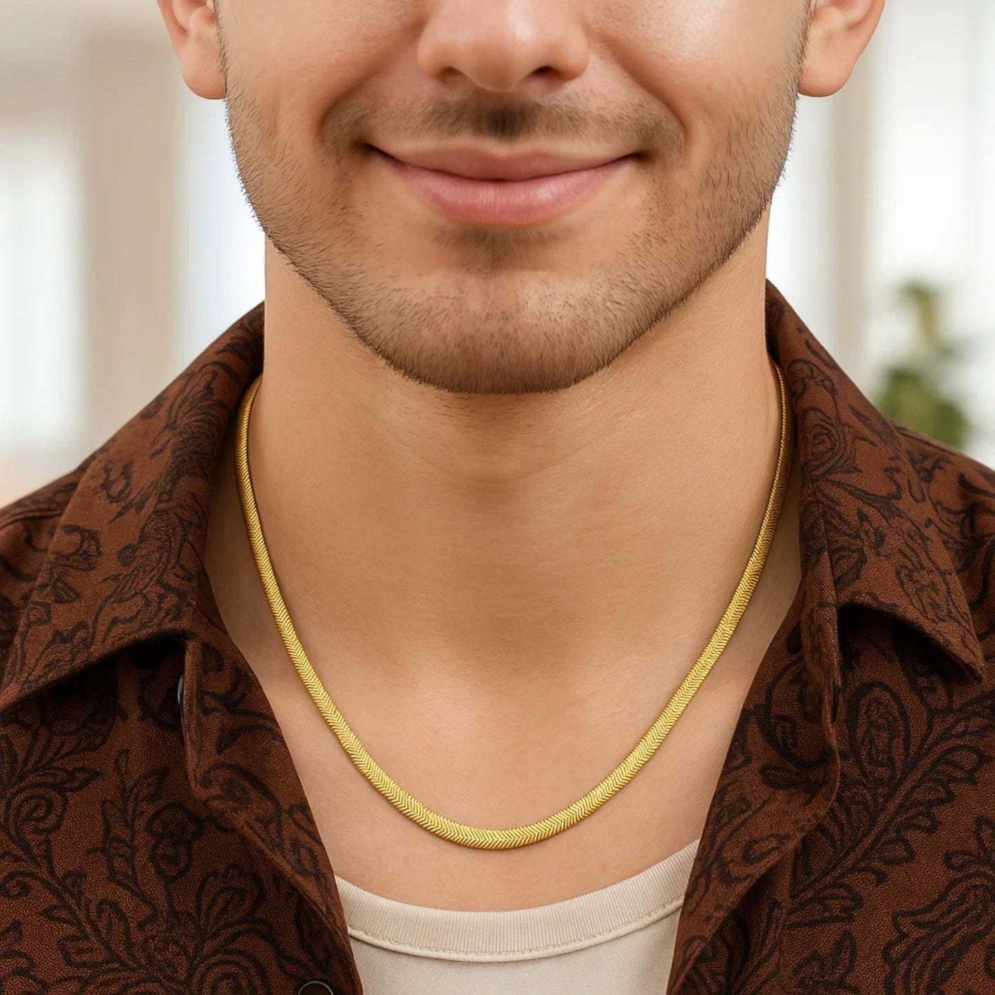 Sterling Silver Yellow Gold Plated Oval Snake Chain (4.20 mm)