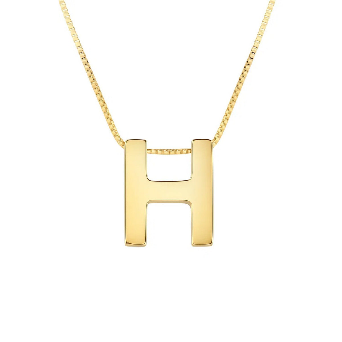 14K Yellow Gold Yours Truly Block Letter Initial H Necklace