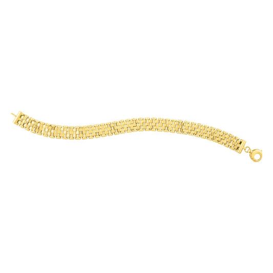 14k Yellow Gold Faceted Panther Link Chain Bracelet