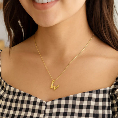 14K Yellow Gold Helium Initial W Pendant