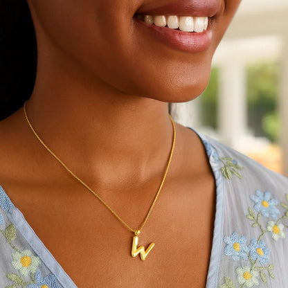14K Yellow Gold Helium Initial W Pendant