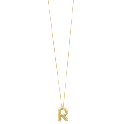 14K Yellow Gold Helium Initial R Pendant
