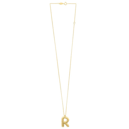 14K Yellow Gold Helium Initial R Pendant