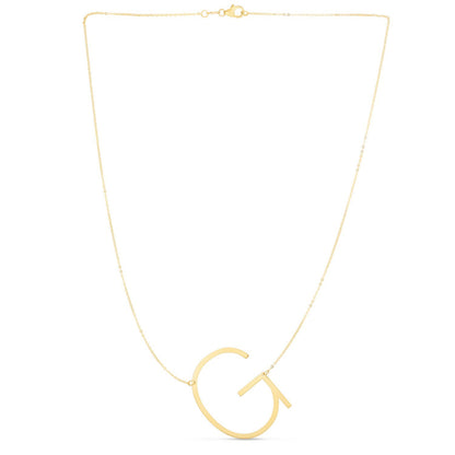 14K Yellow Gold Yours Truly Large Initial G Necklace