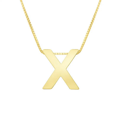 14K Yellow Gold Yours Truly Block Letter Initial X Necklace