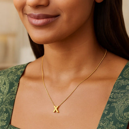 14K Yellow Gold Yours Truly Block Letter Initial X Necklace