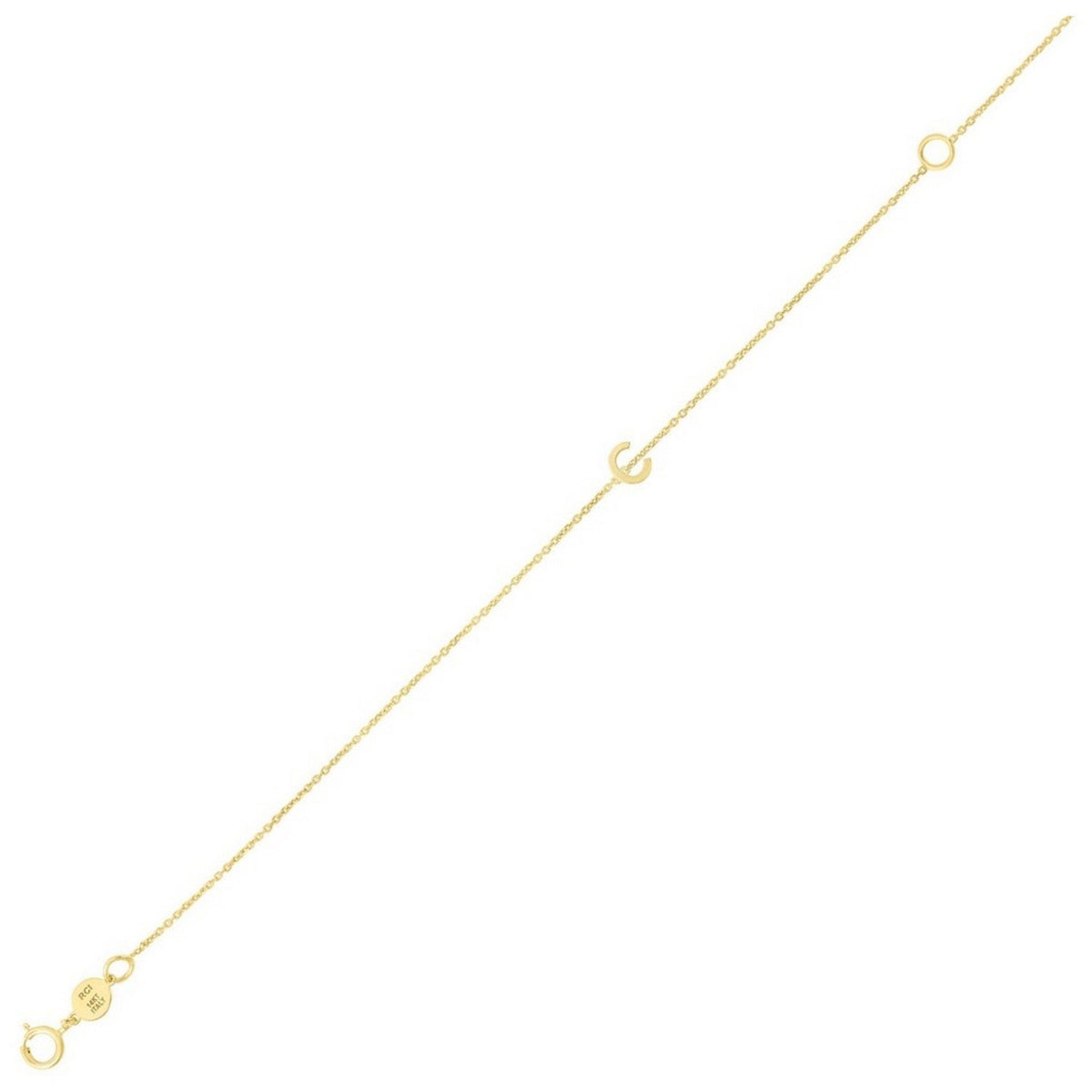 14K Yellow Gold Mini Initial C Bracelet