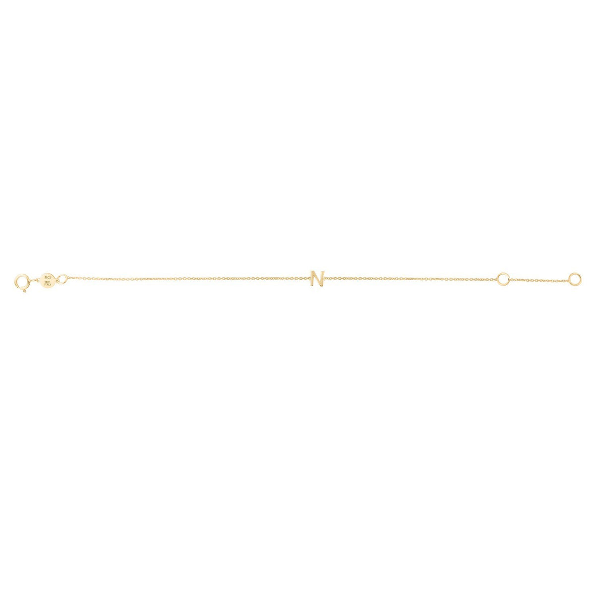 14K Yellow Gold Mini Initial N Bracelet