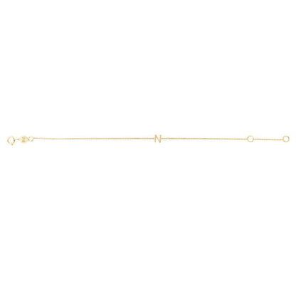 14K Yellow Gold Mini Initial N Bracelet